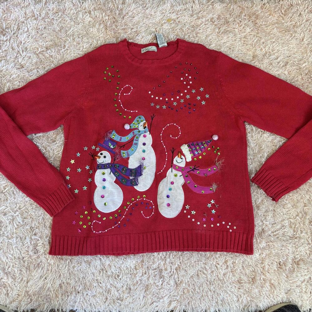 90s/y2k Kim Rogers knit snowman sweater